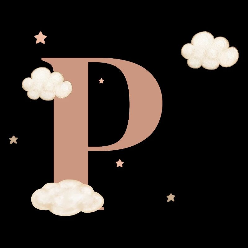 Lettre p nuages étoiles