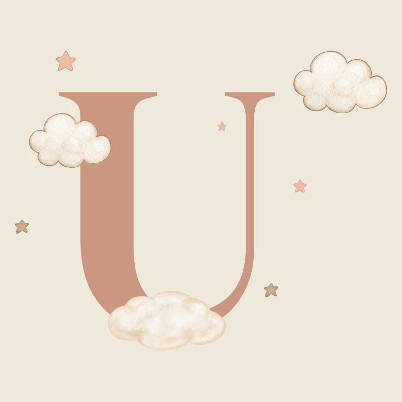 Lettre u nuages étoiles