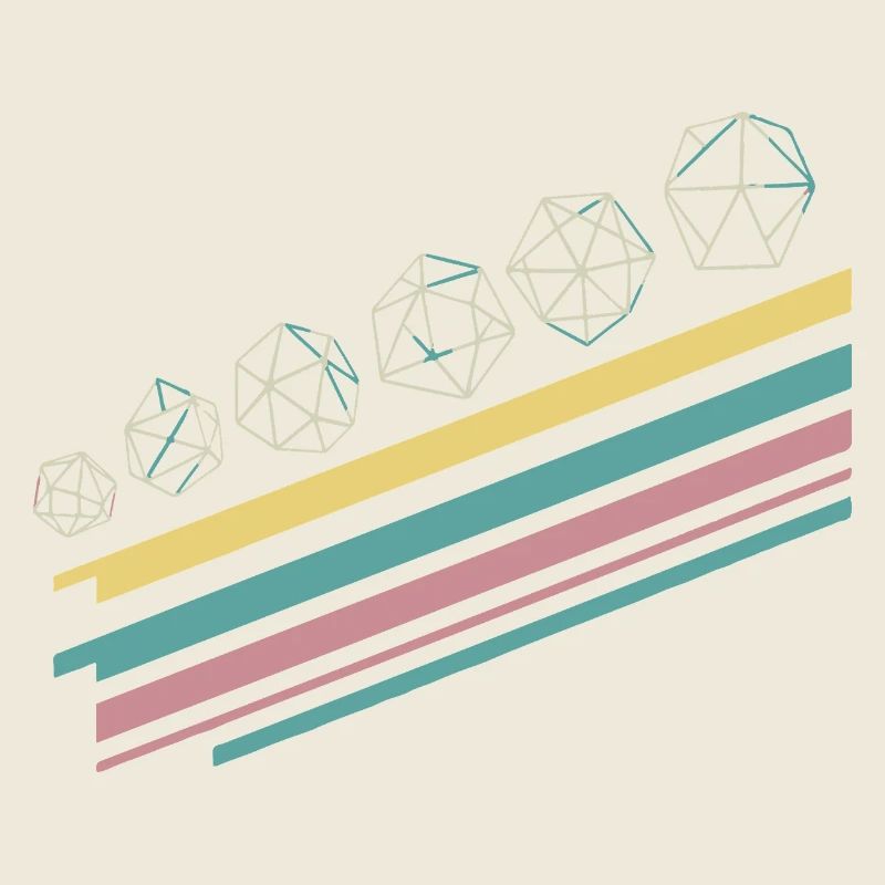 Rétro minimaliste polyédrique jeu de dés de table RPG