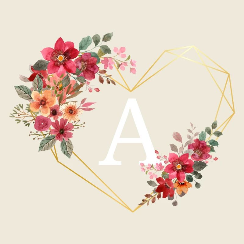 Lettre a cœur doré floral