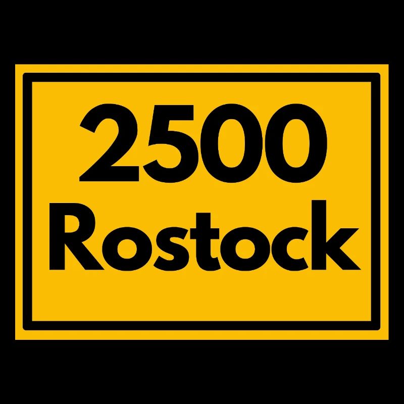 Town sign - then retro old zip code 2500 ROSTOCK