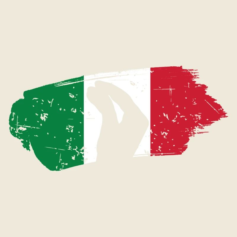 Silhouette Hand mit italienischem Flaggenhintergrund