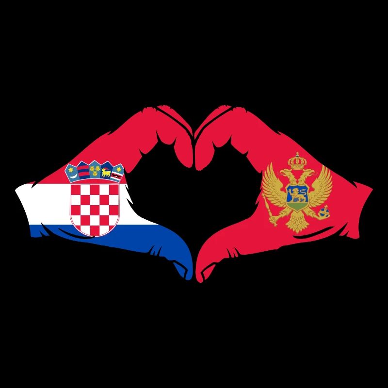 Croatie Monténégro Drapeau Mains Coeur Forme