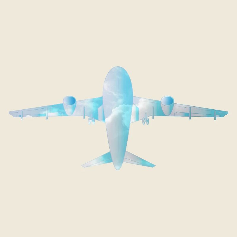 Passenger plane with cloud pattern