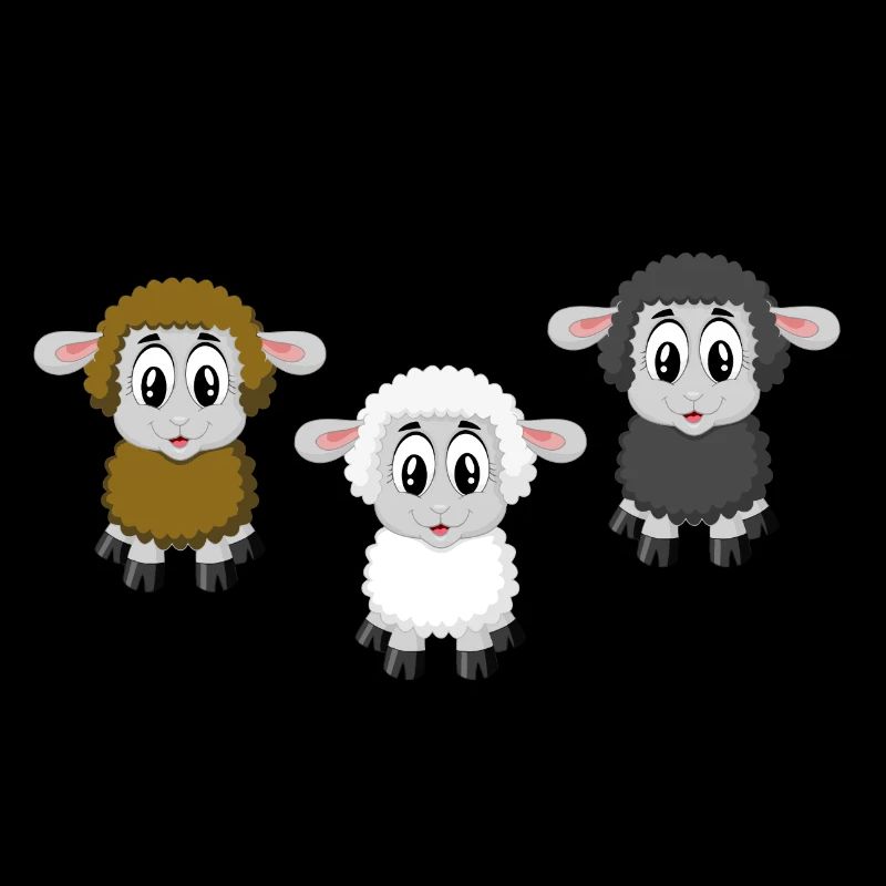 agneaux mignons en marron, blanc et noir