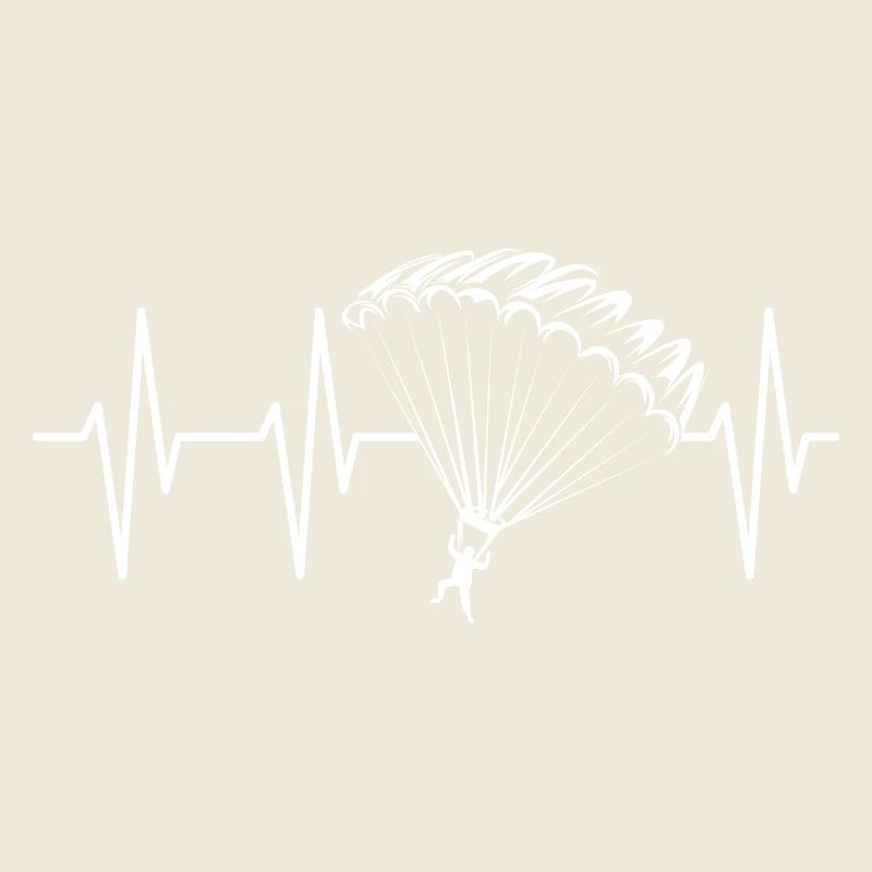 Heartbeat Parachute Symbol Flying Freedom Pulse