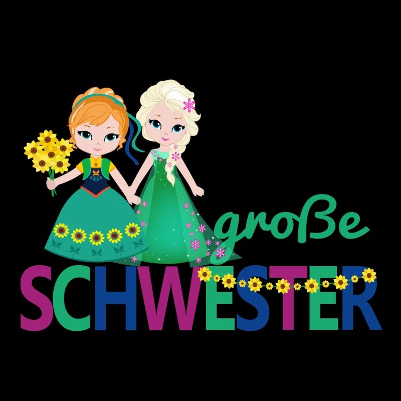 große Schwester Mädchen Blumenstrauß