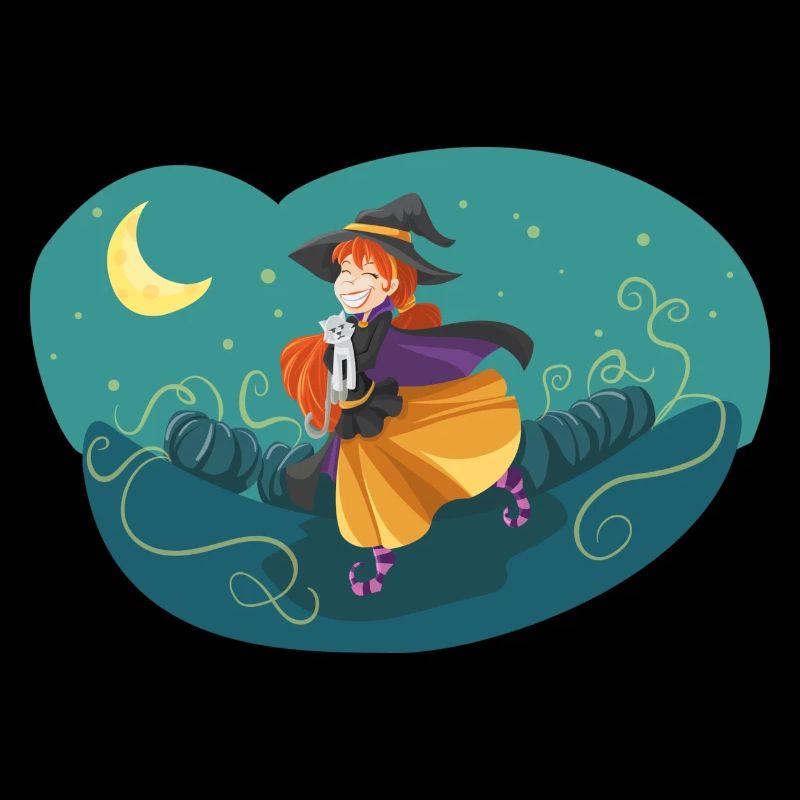 Witch Night Moon Cat