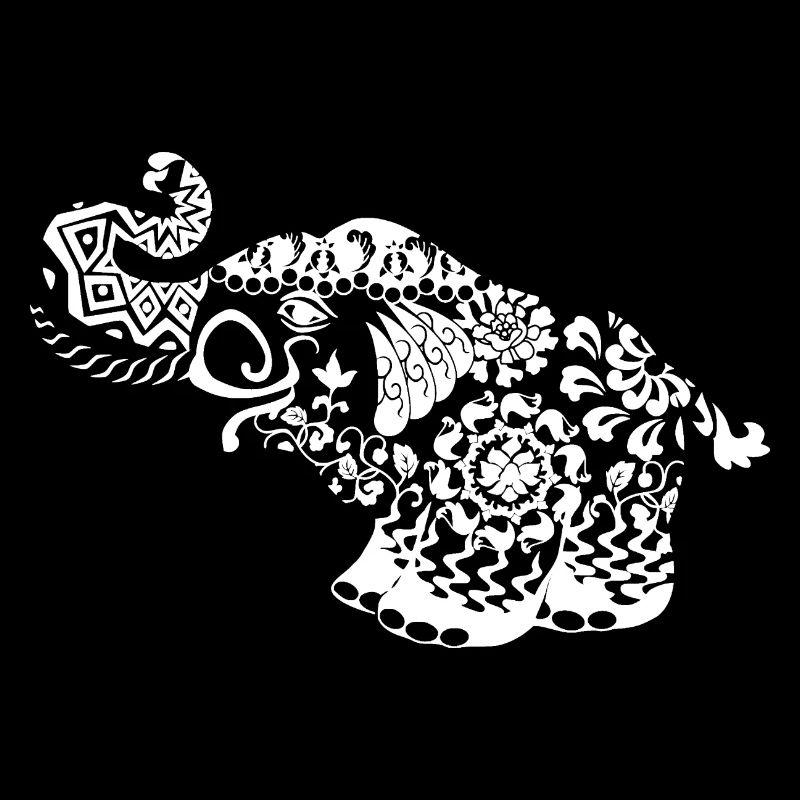 Elephant flower tendril black and white gift idea