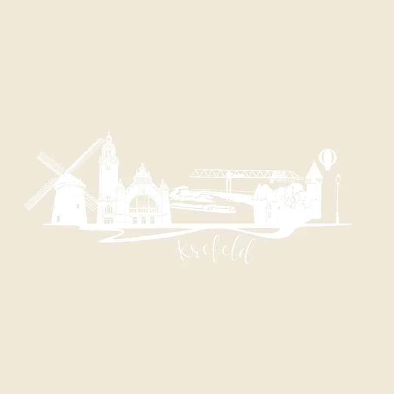 Skyline de Krefeld avec moulin à vent