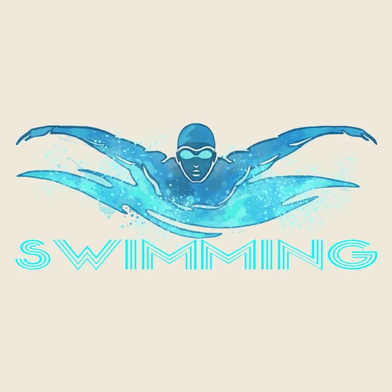 Dynamischer Schwimmer mit Wasserwellen