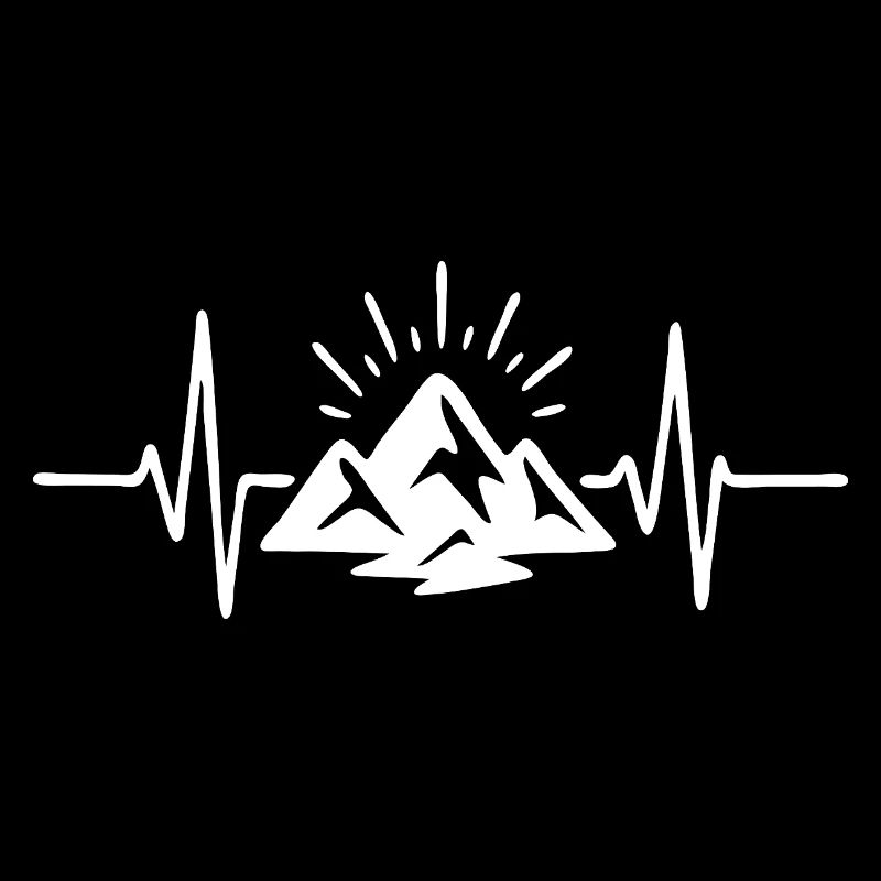 Heart pulse in mountain landscape