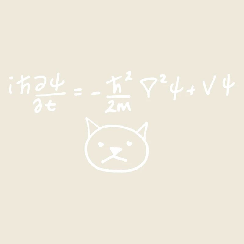 Physical Cat with Equation on White