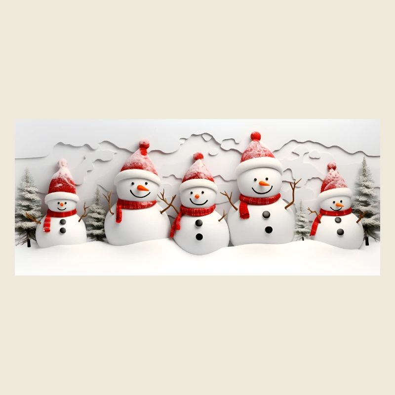 Schneemann-Set mit Tannenbäumen