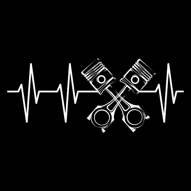 V8 Piston Pulse Racing Car Heartbeat Engine Logo