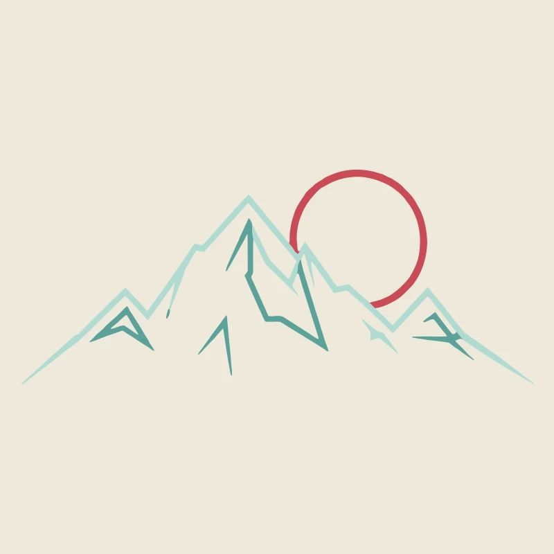Minimalist Mountain Range with Rising Sun
