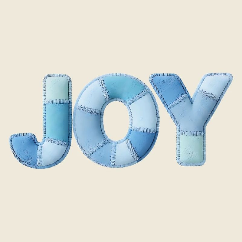 Blue Patchwork Joy Schriftzug