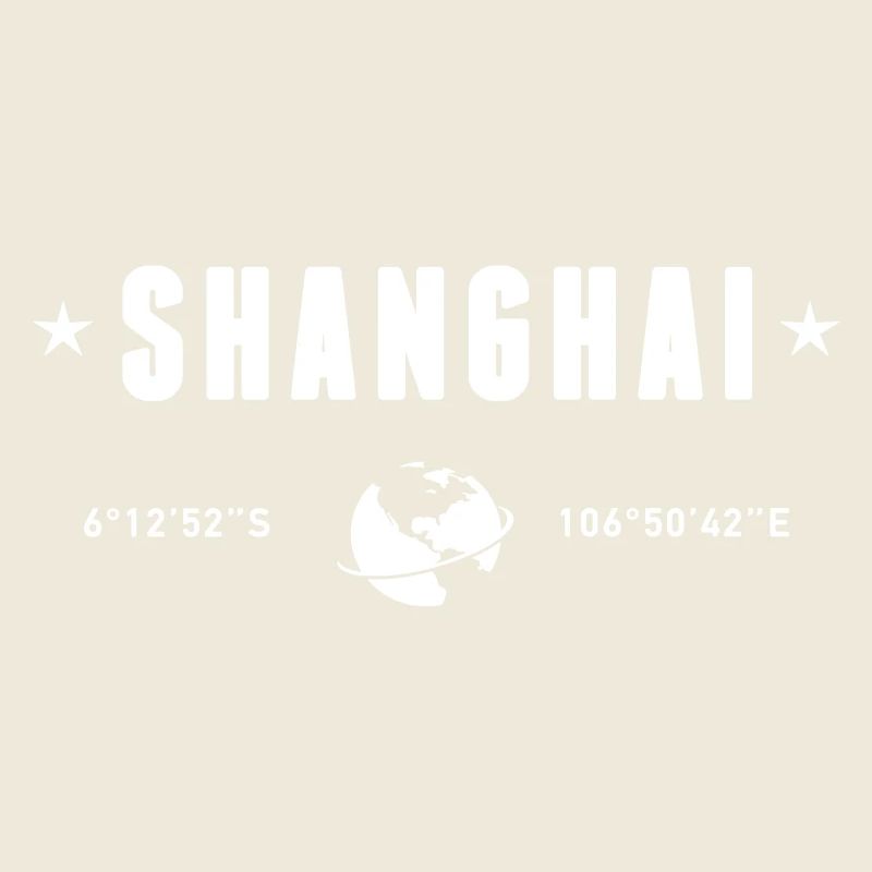Shanghai China Coordinates Planet Earth White