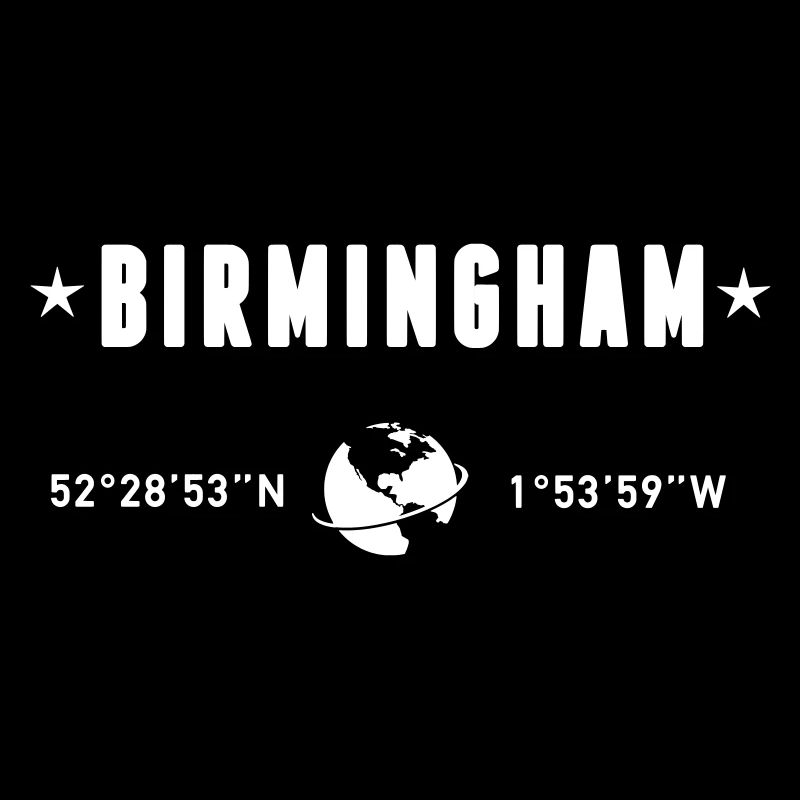 Birmingham UK Coordinates Planet Earth White
