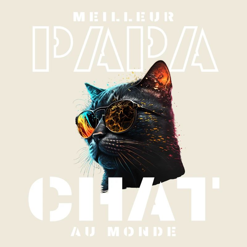 Chat neon lunettes arcenciel