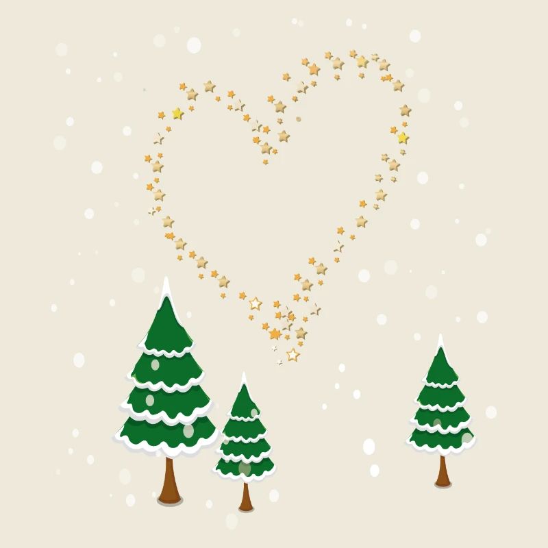 Winter Forest Heart Stars