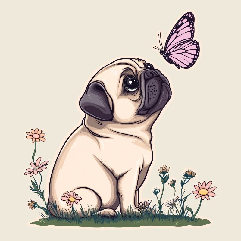Mops mit Schmetterling