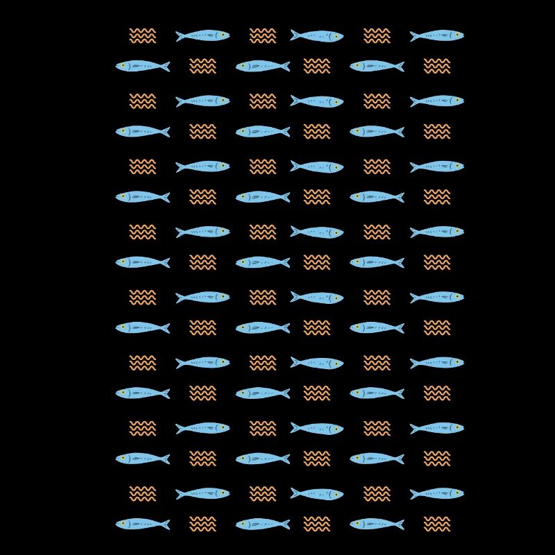 Minimalist Sardines and Waves Pattern for Summer