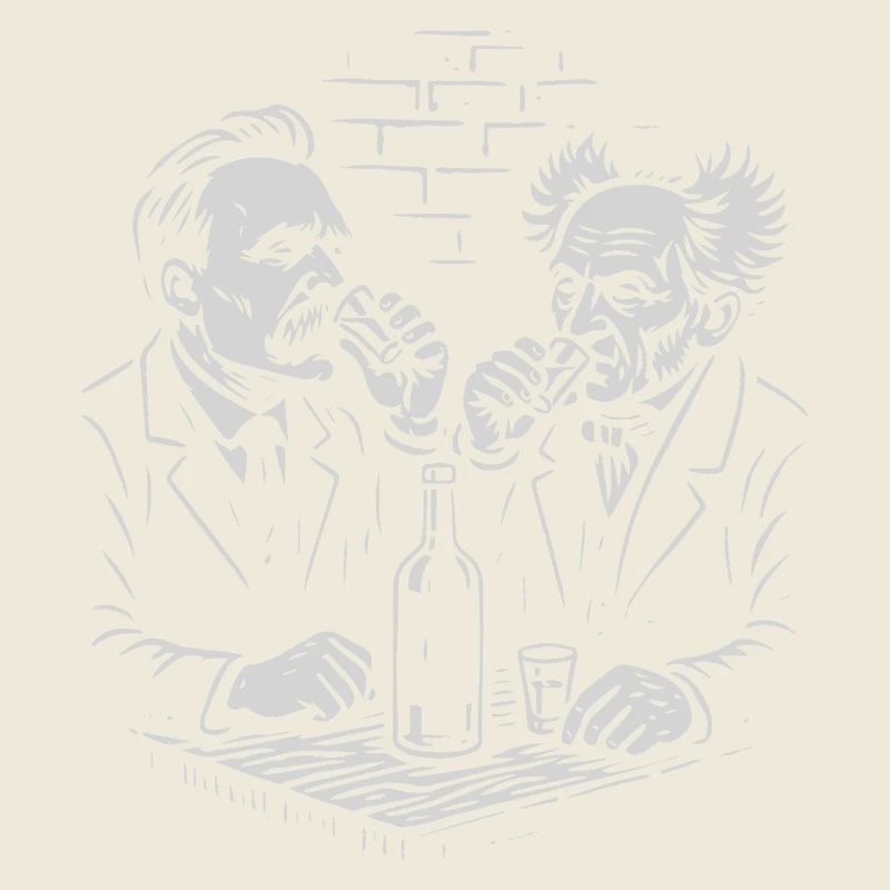 Nietzsche et Schopenhauer buvant de la vodka dans un pub