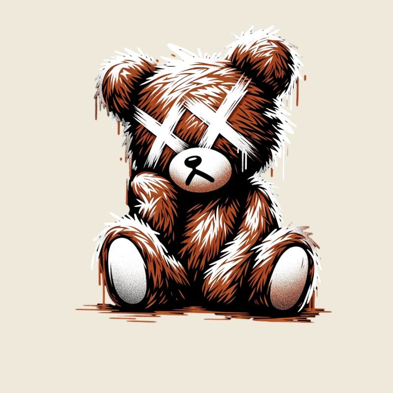 Broken Sad Teddy Graffiti Art