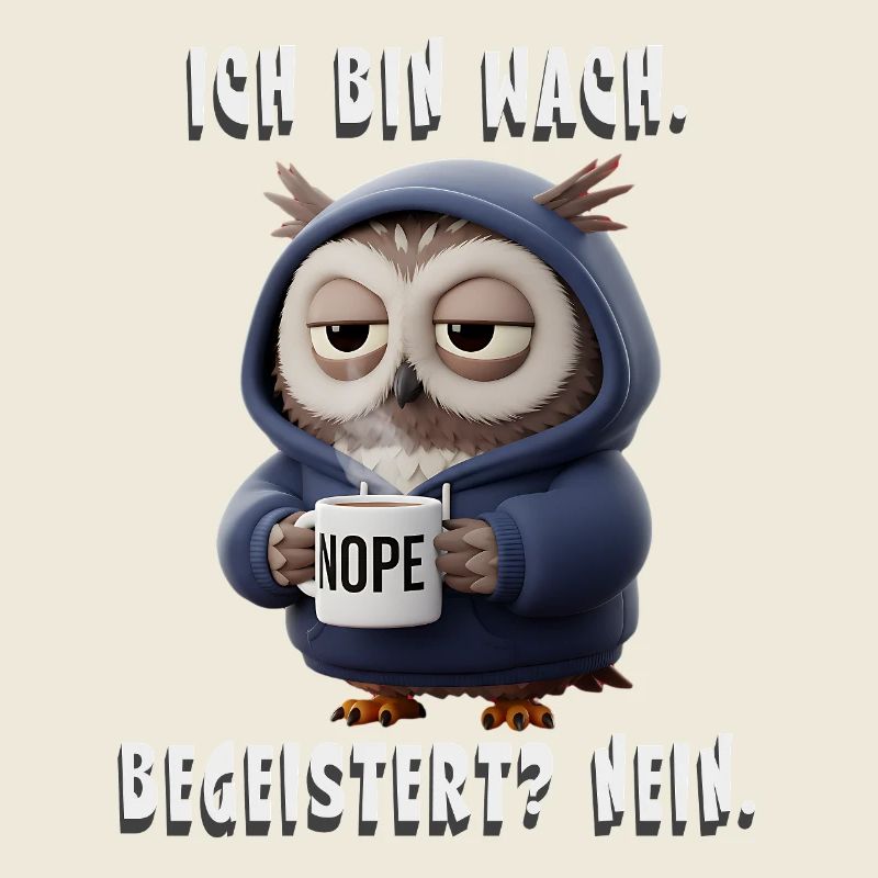 Schlafmüde Eule Hoodie NOPE Humor