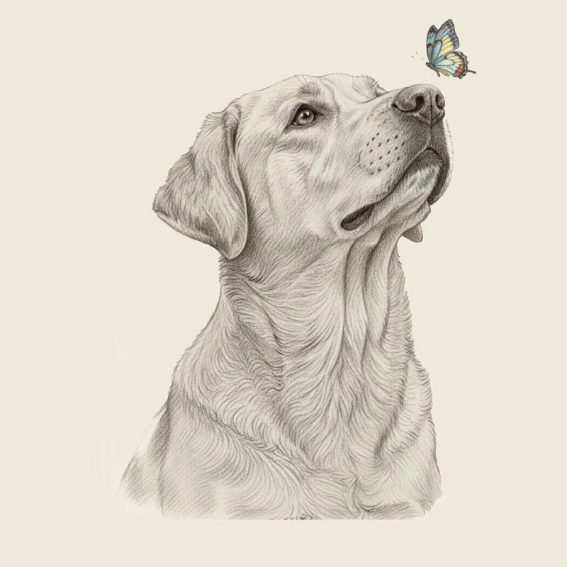 Labrador mit Schmetterling Hund Motiv