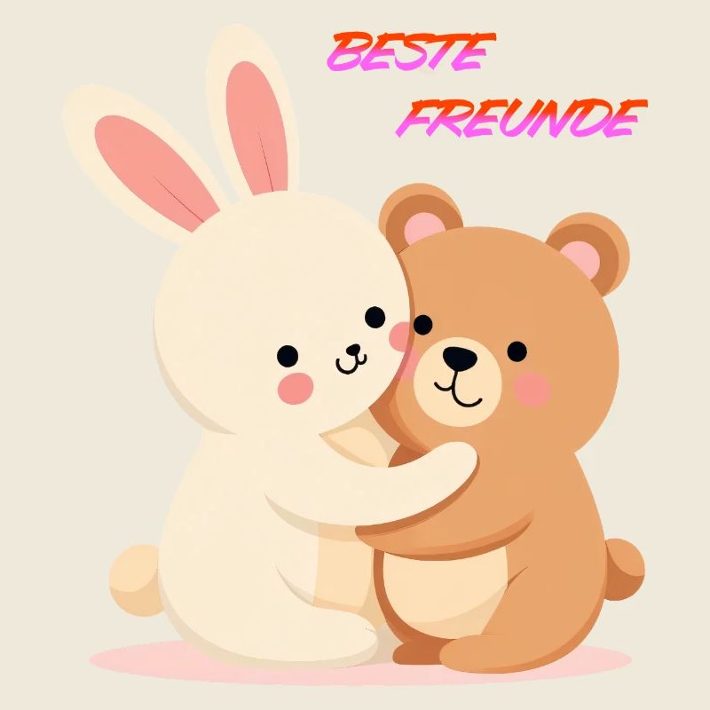 Beste Freunde Kuscheln Süße Tiere Hase und Bär