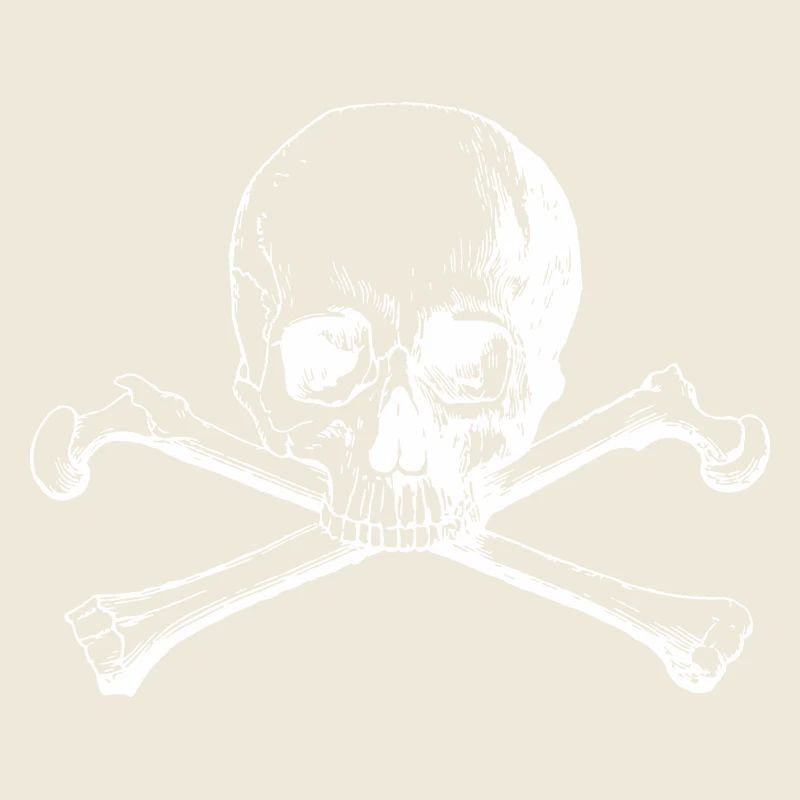 Skull with crossed bones in white