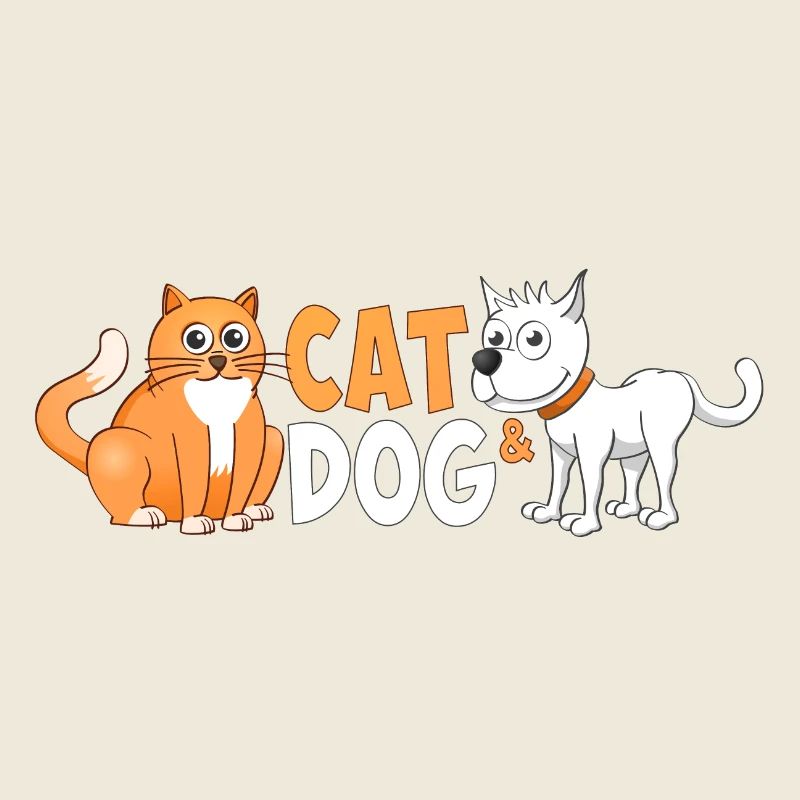 Cheerful image of a cat and dog.