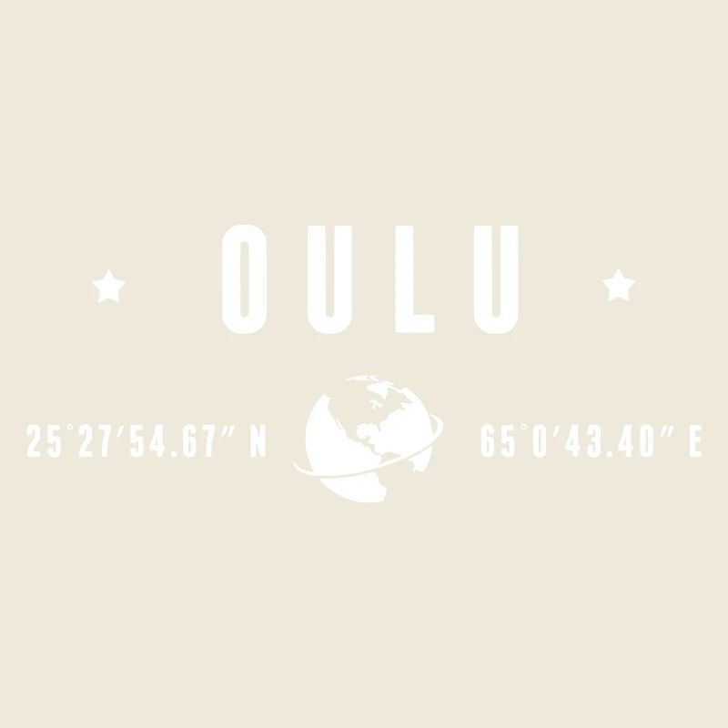 Oulu GPS Coordinates Typography White