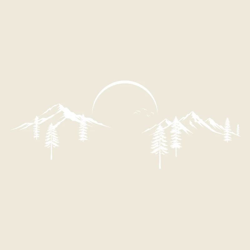 Silhouette de forêt de montagne au clair de lune
