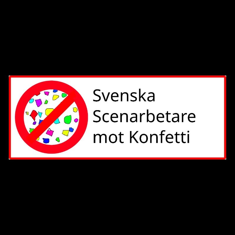 Swedish stage workers against confetti, white background