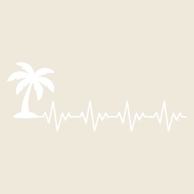 Palm Trees Palm Sun Holiday ECG Heartbeat