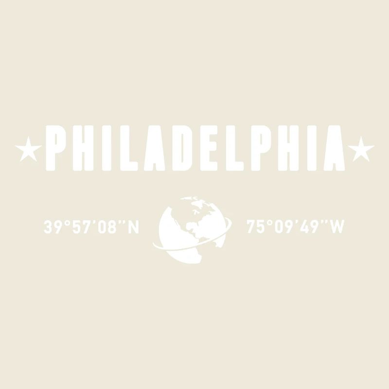 Philadelphia Coordinates Planet Earth White