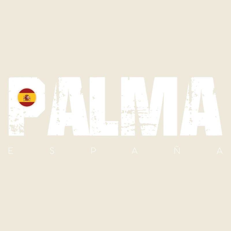 Palma Distressed Text mit Spanien-Flagge