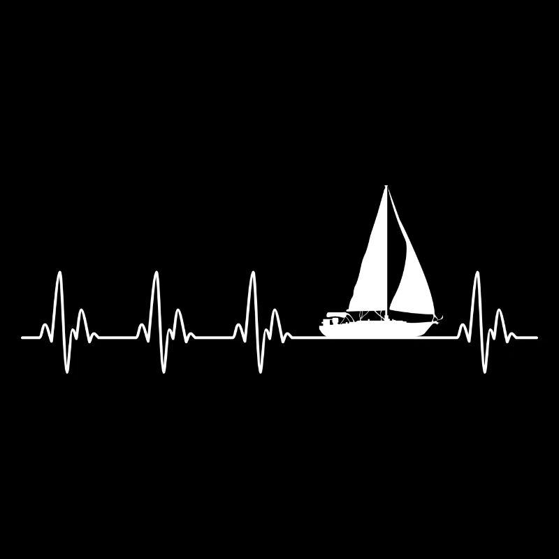 Sailboat Heartbeat Nautical Design
