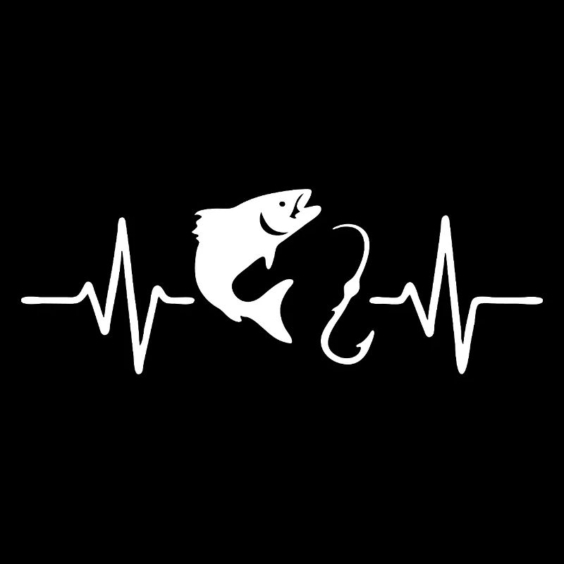 Fishing Heartbeat - Fish and Hook Line Art Design
