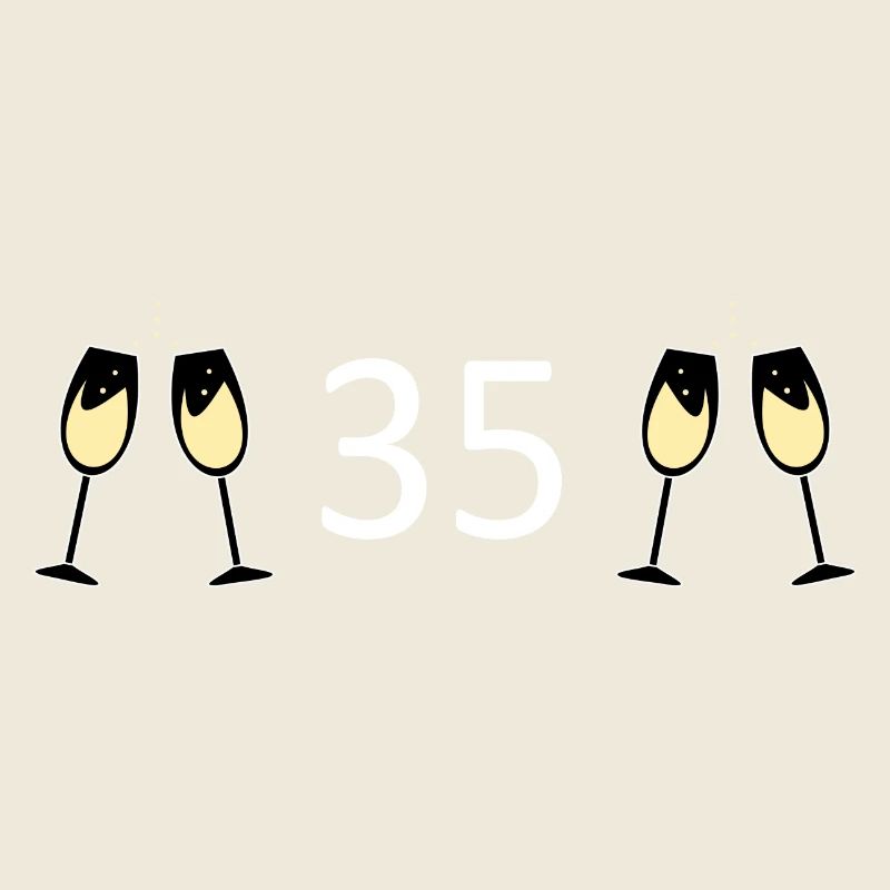 35th Birthday 35 Years Anniversary Number 35 White