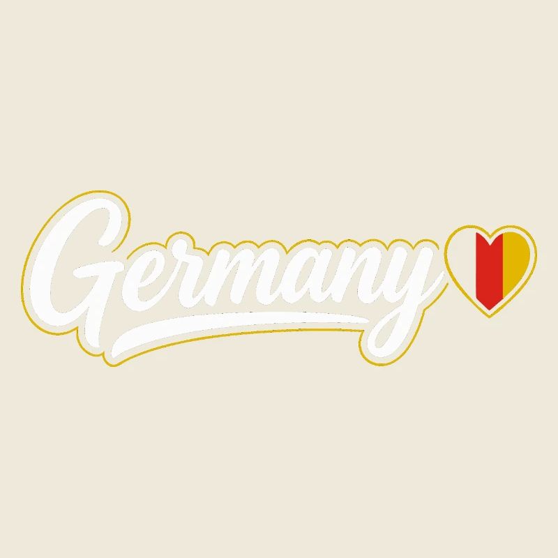Germany Script with Flag Heart Fan Patriotic