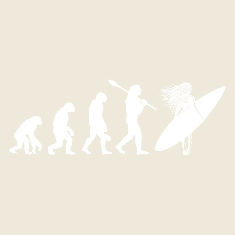 Surfing Evolution Weibliche Surfer-Silhouetten-Kunst