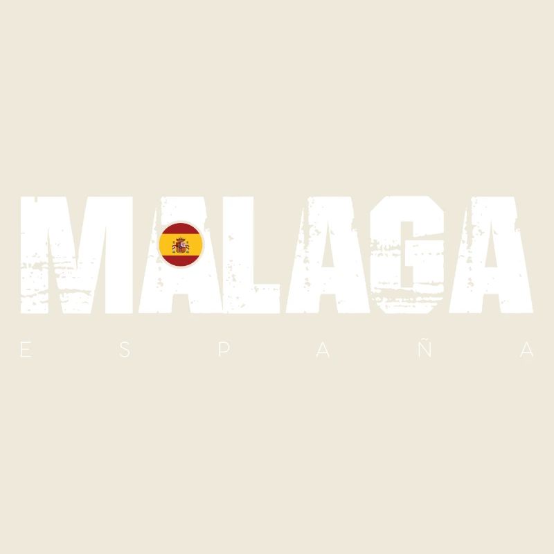 Málaga Distressed Text mit spanischer Flagge