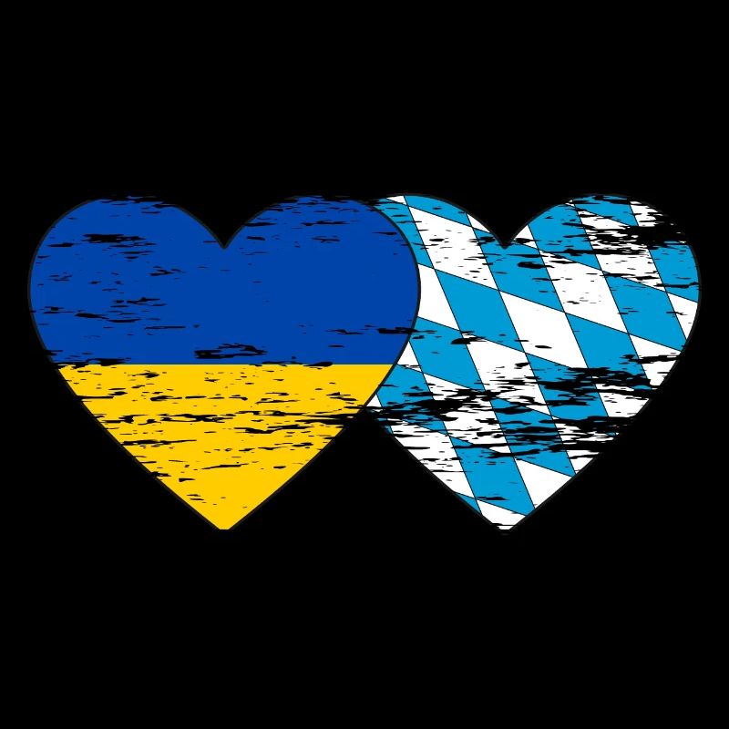 Ukraine Bavière Drapeau Coeur utilisé