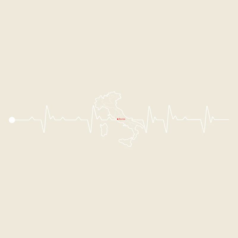 Italy Heartbeat Map Print