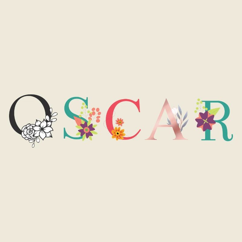 Art du nom OSCAR avec fleurs brodées