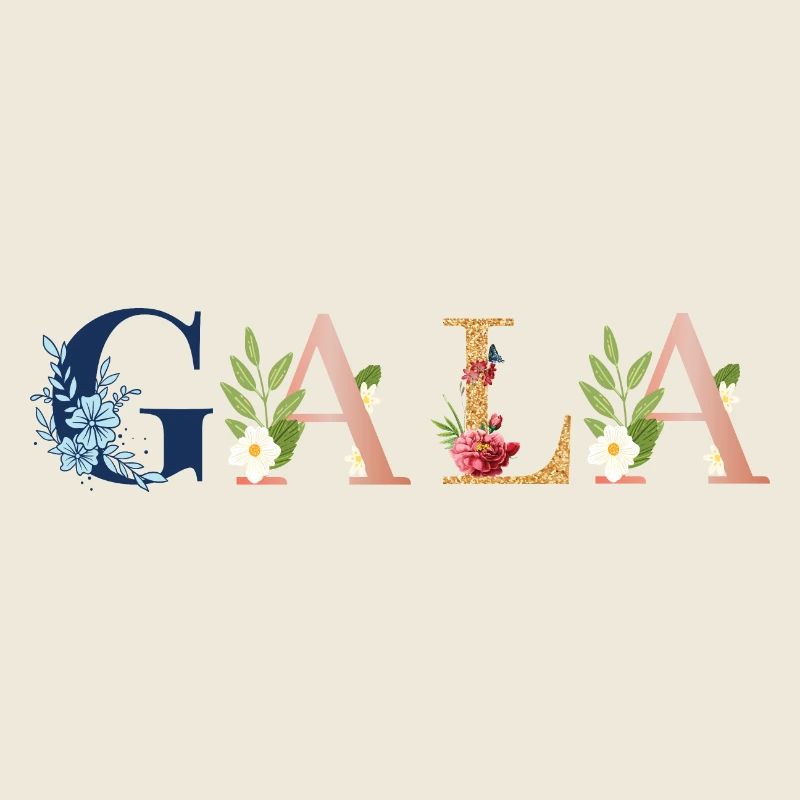 Art du nom de gala avec fleurs brodées